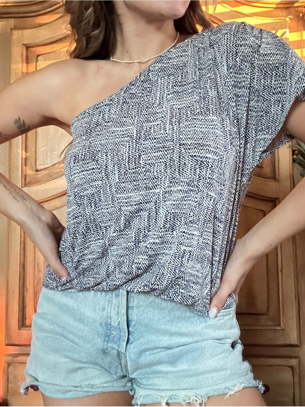 Y2K boho one shoulder top